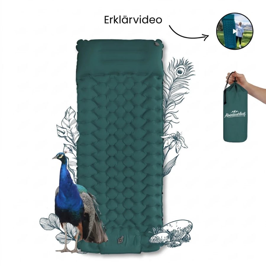 Abenteuerlust Isomatte mit integriertem Kissen und Packsack